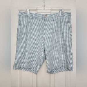Peter Millar Wicking Performance 9" Shorts Size 35 Blue And White Plaid